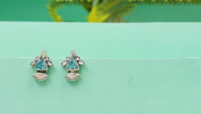 Aqua Bloom Silver Earrings by Sangeeta Boochra