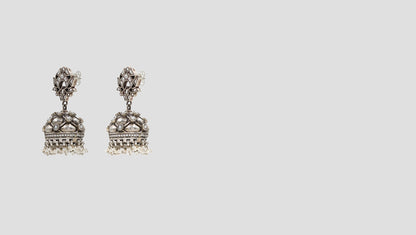 Regal Heritage: Sangeeta Boochra Silver Jhumka Earrings