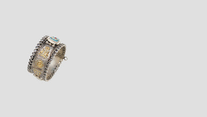 Mystical Charm: Handcrafted 925 Silver Bangle with Divine Accents