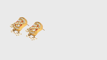 "Luxe Grace: Gold-Plated Kundan Earrings by Sangeeta Boochra "