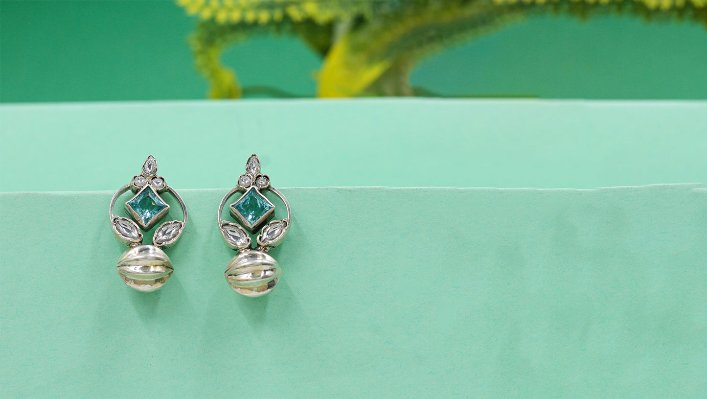 Sangeeta Boochra Handcrafted Silver Earrings – Aqua Elegance