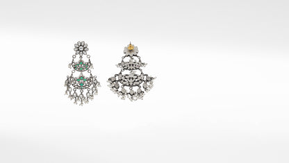 Silver Aeris  Studded with Kundan Earring