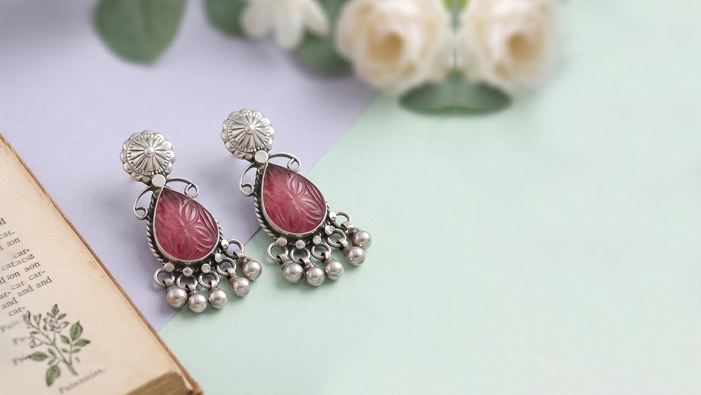 Sangeeta Boochra Heritage Motif Silver Earrings