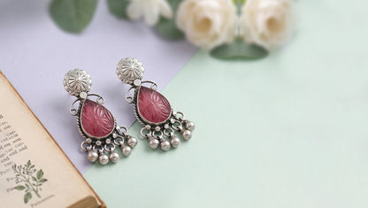 Sangeeta Boochra Heritage Motif Silver Earrings