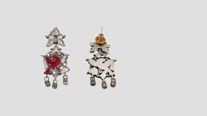Sangeeta Boochra Traditional Kundan Silver Dangle Earrings with Ghungroo