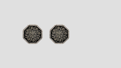 Sangeeta Boochra Handcrafted Oxidised Silver Floral Motif Studs