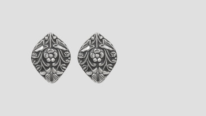 Sangeeta Boochra Classic Ethnic Floral Silver Earrings