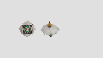 Sangeeta Boochra Handcrafted Oxidised Silver Kundan  Studs