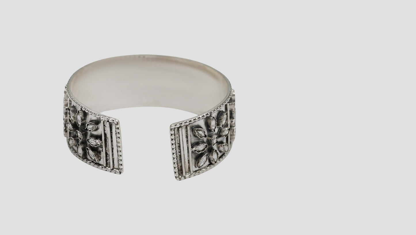 Sangeeta Boochra Handcrafted Oxidised Silver Statement Hand Cuff