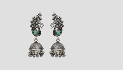 Vintage Peacock Charm Oxidised Earrings by Sangeeta Boochra