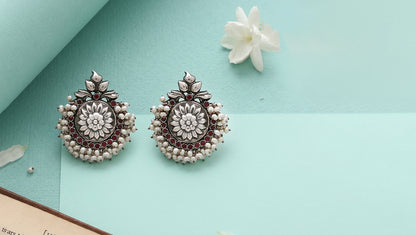 Sangeeta Boochra Floral Pearl Statement Earrings