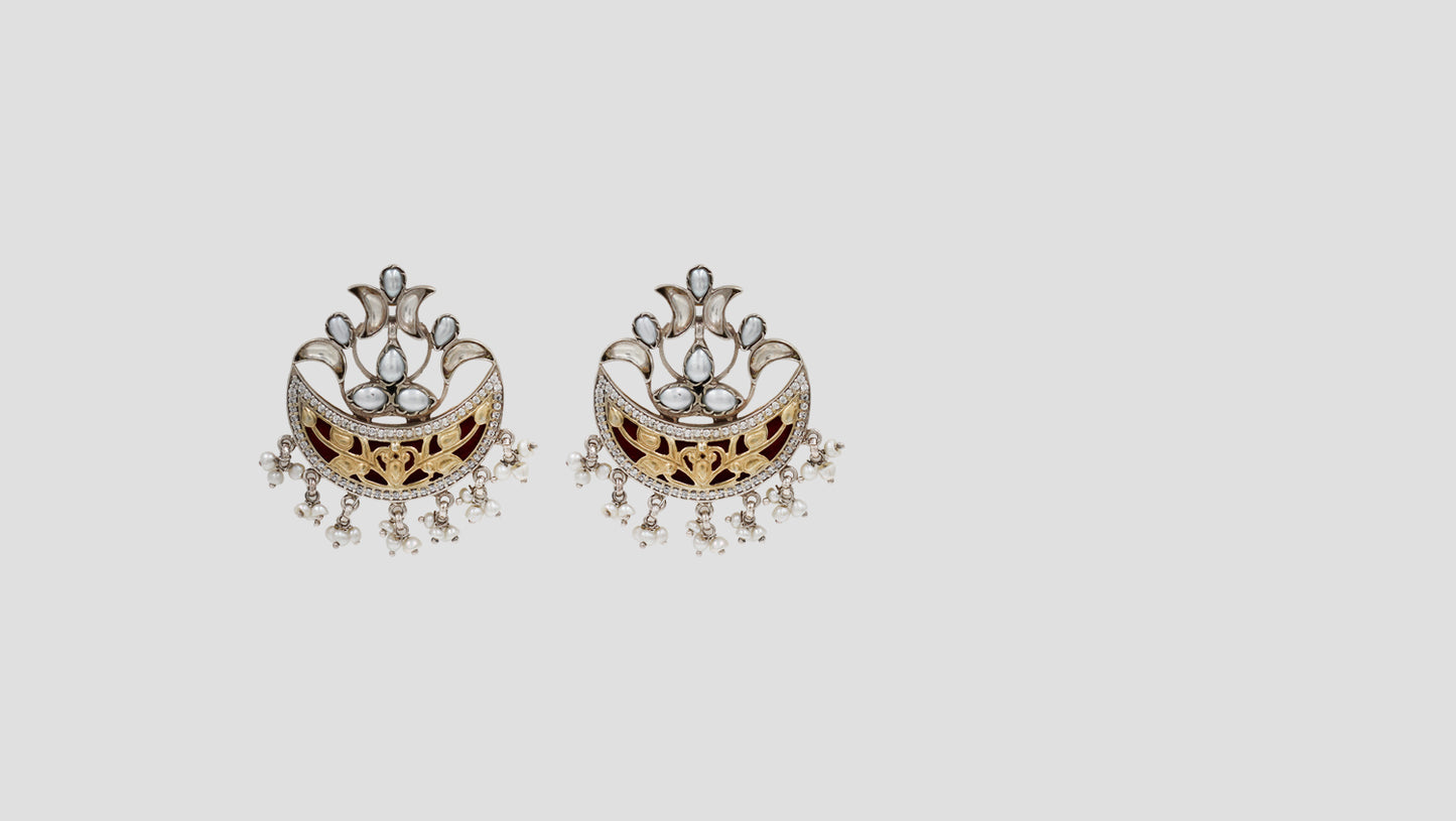 Sangeeta Boochra Handcrafted Dual Tone Statement Chandbali Earrings