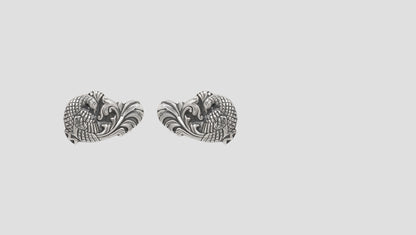 Royal Peacock Motif Silver Stud Earrings