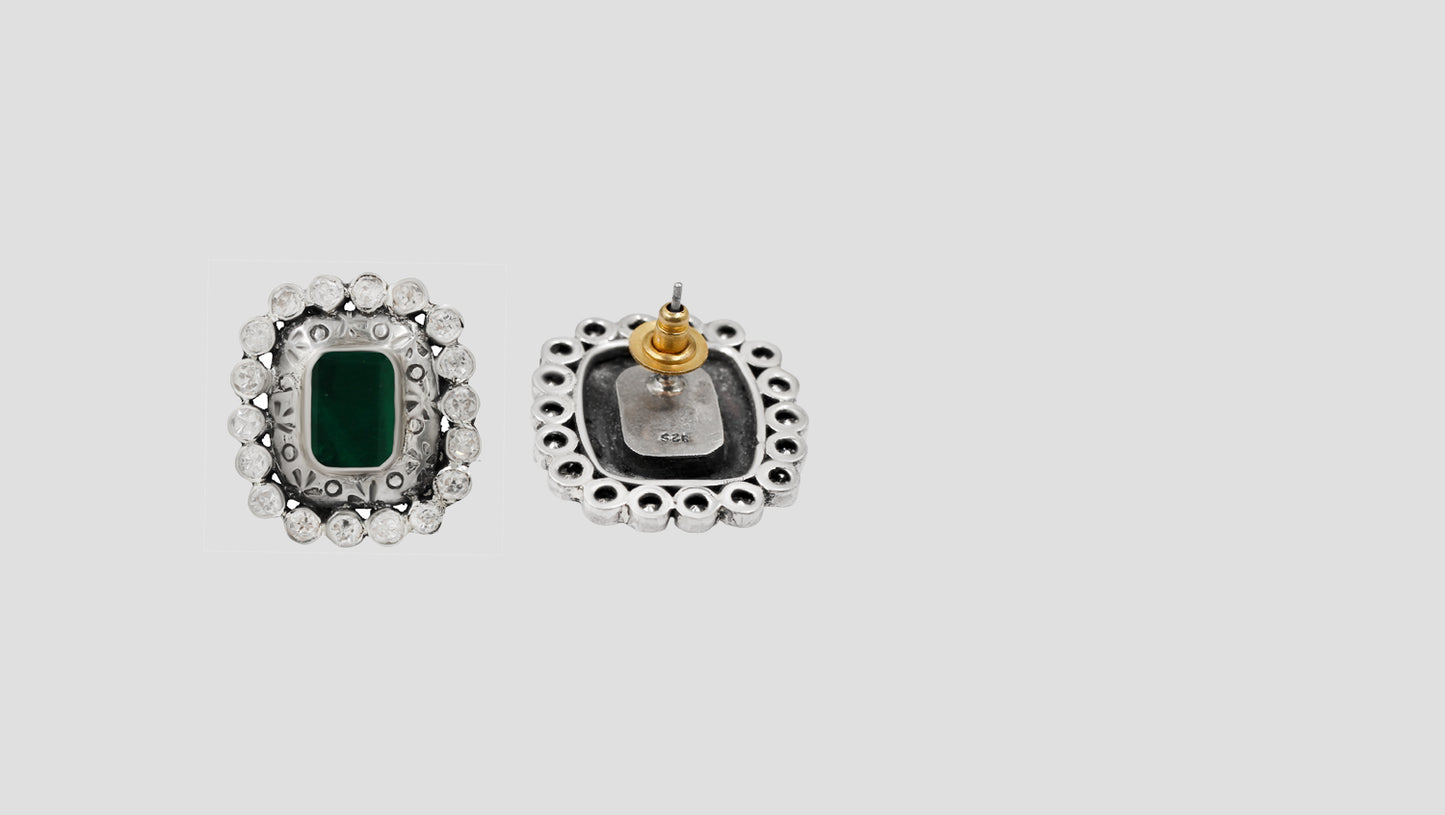 Sangeeta Boochra Regal Spark Moissanite Silver Earrings