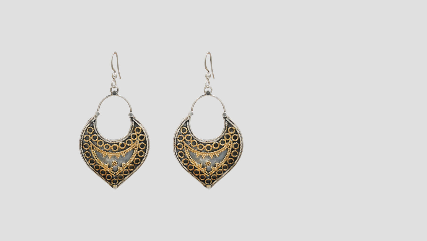 Sangeeta Boochra Dual Tone Tribal Silver Earrings