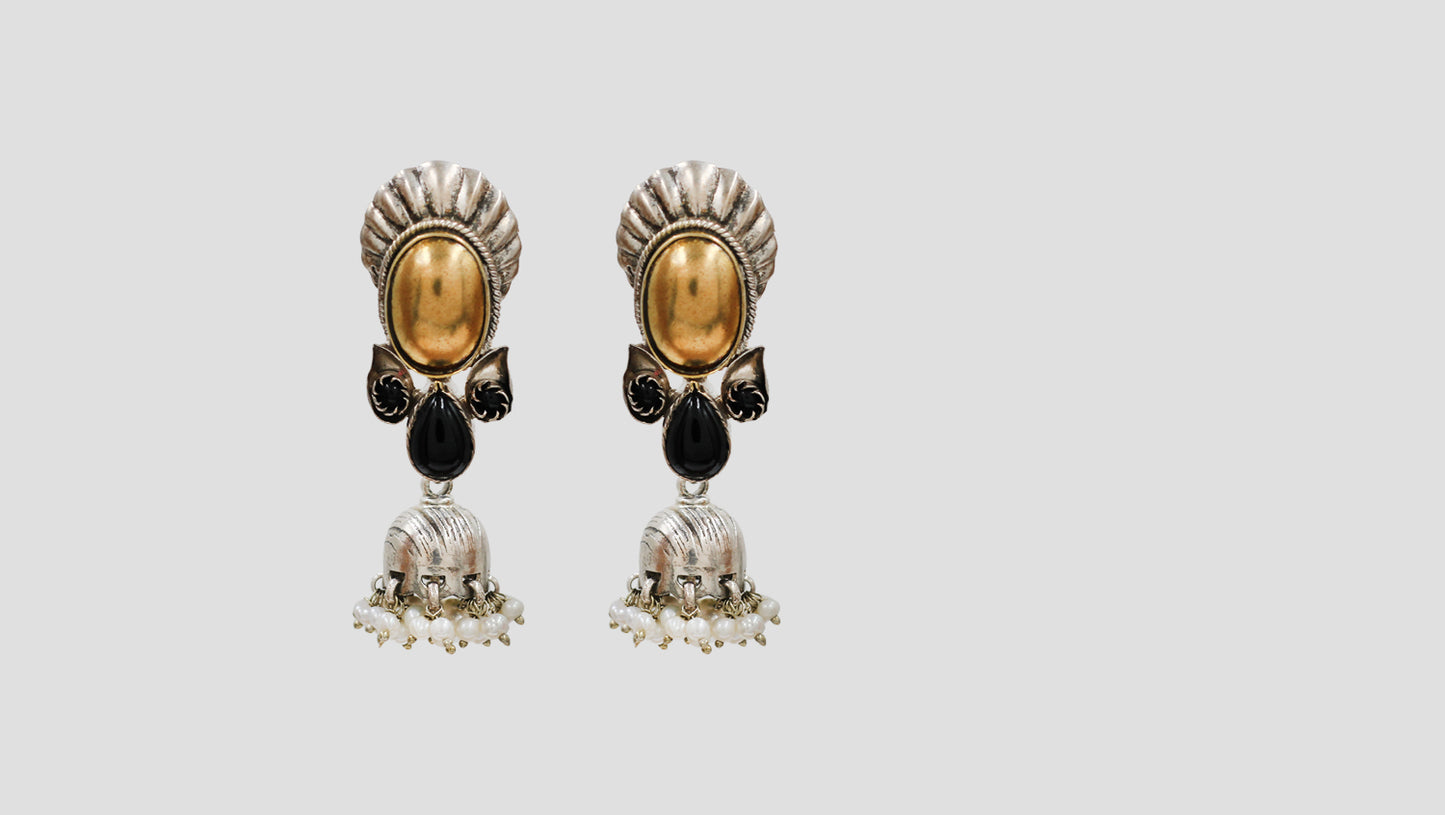 Sangeeta Boochra Classic Dual Plated Gold & Silver Jhumki Earrings
