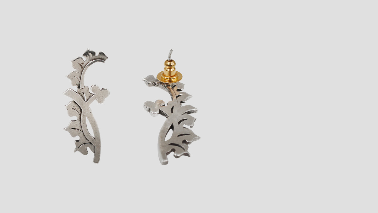 Sangeeta Boochra Handcrafted Sterling Silver Botanical Hoop Earrings
