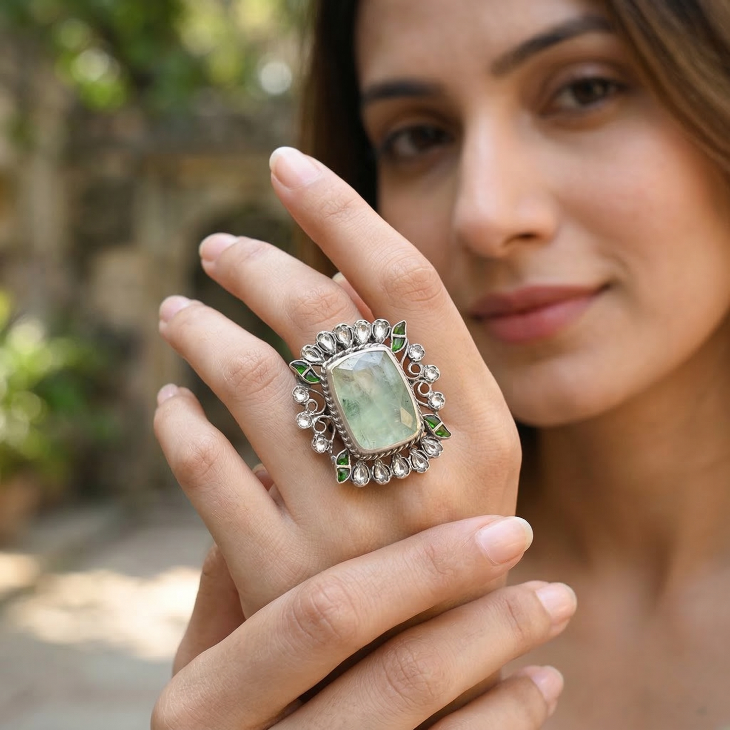 Sangeeta Boochra Vintage-Inspired Silver Ring with Handcrafted Details
