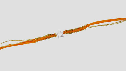 925 Sterling Silver Star Rakhi with Orange Thread | Sangeeta Boochra