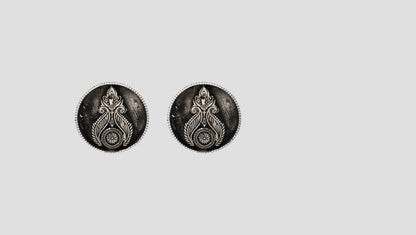 Sangeeta Boochra Heritage Bloom Oxidised Silver Round Stud
