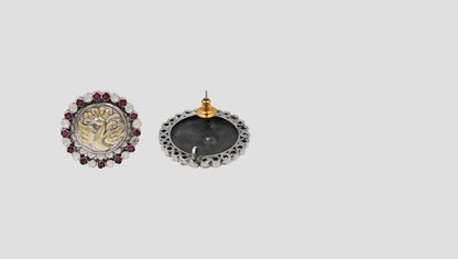 Sangeeta Boochra Handcrafted Dual Plated Silver Peacock Motif Stud Earrings