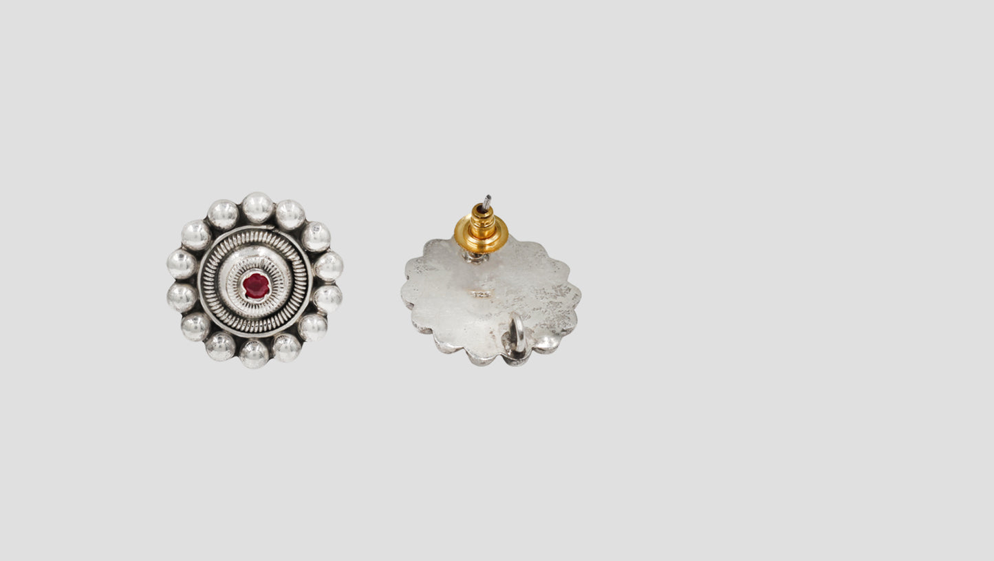 Sangeeta Boochra Handcrafted Oxidised Silver Statement Studs