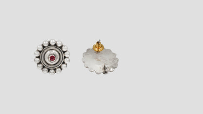 Sangeeta Boochra Handcrafted Oxidised Silver Statement Studs