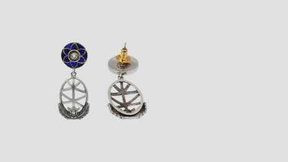 Sangeeta Boochra Artisan Sterling Silver Blue Floral Statement Earrings