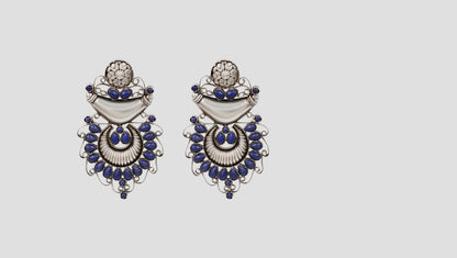 Sangeeta Boochra Handcrafted Oxidised Silver Earrings with Lapis Stone