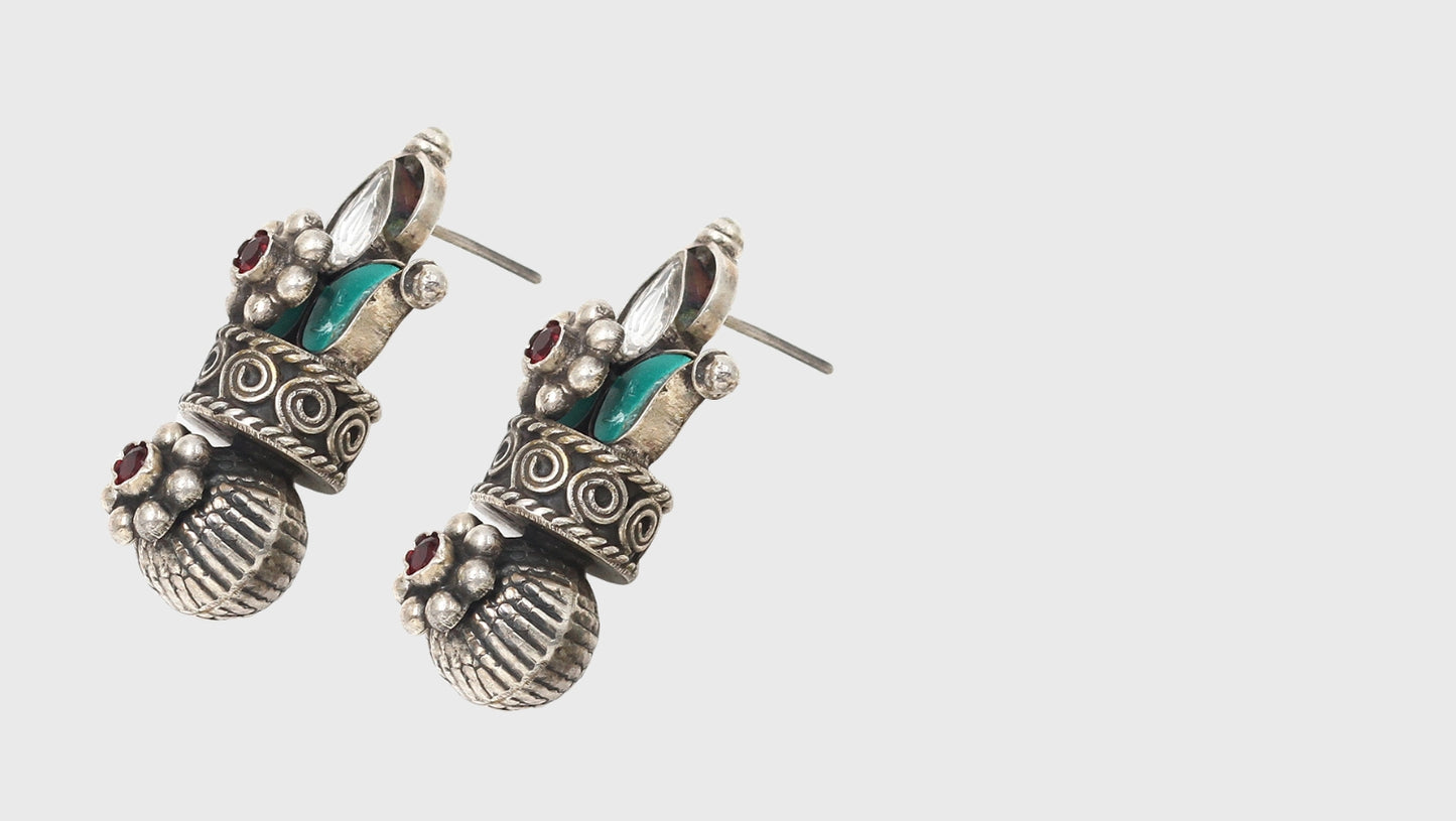 Heritage Charm: Sangeeta Boochra Silver Handcrafted Earrings