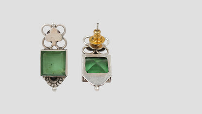 Classic Green Gemstone Handcrafted Silver Earrings – Sangeeta Boochra