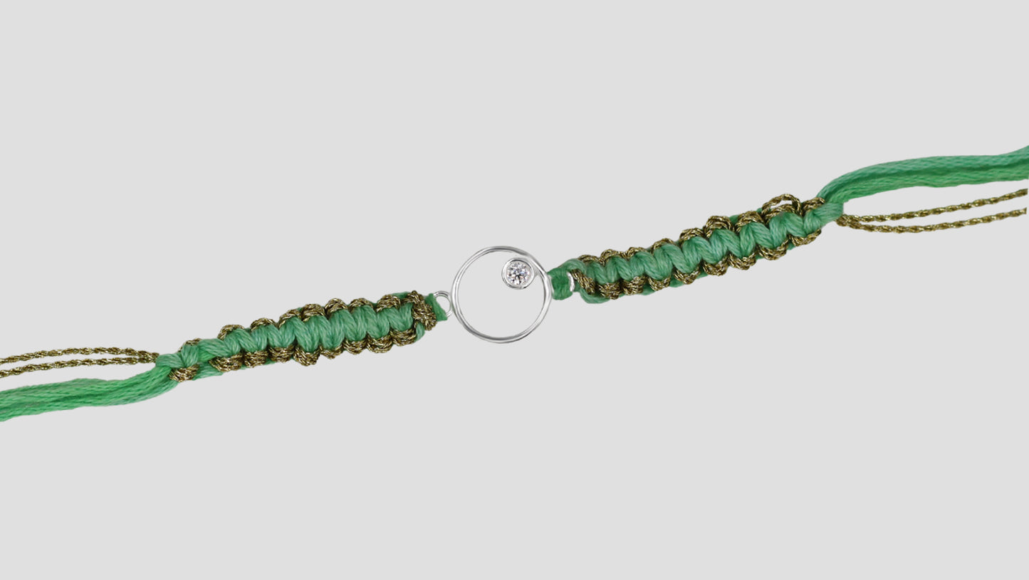 925 Sterling Silver Circle Rakhi with Green Thread | Sangeeta Boochra