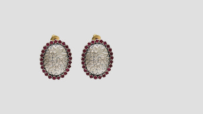 Sangeeta Boochra Traditional Kundan Oval Earrings with Floral Motif