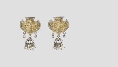Sangeeta Boochra Handcrafted Dual Tone Floral Drop Earrings
