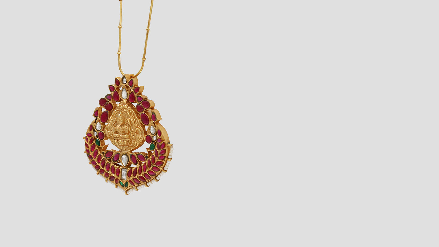 Timeless Splendor: Sangeeta Boochra 925 Silver & Kundan Pendant