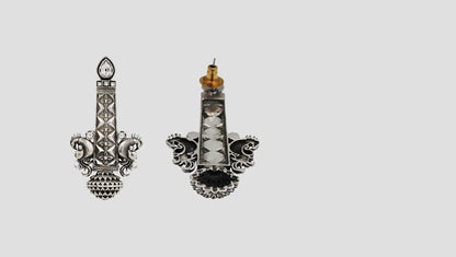 Sangeeta Boochra Royal Peacock Design Handcrafted Silver Earrings