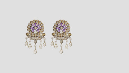 Sangeeta Boochra Artisan Dual Tone Silver Kundan Floral Earrings