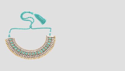 Handcrafted Tribal Silver Necklace with Turquoise Accents
