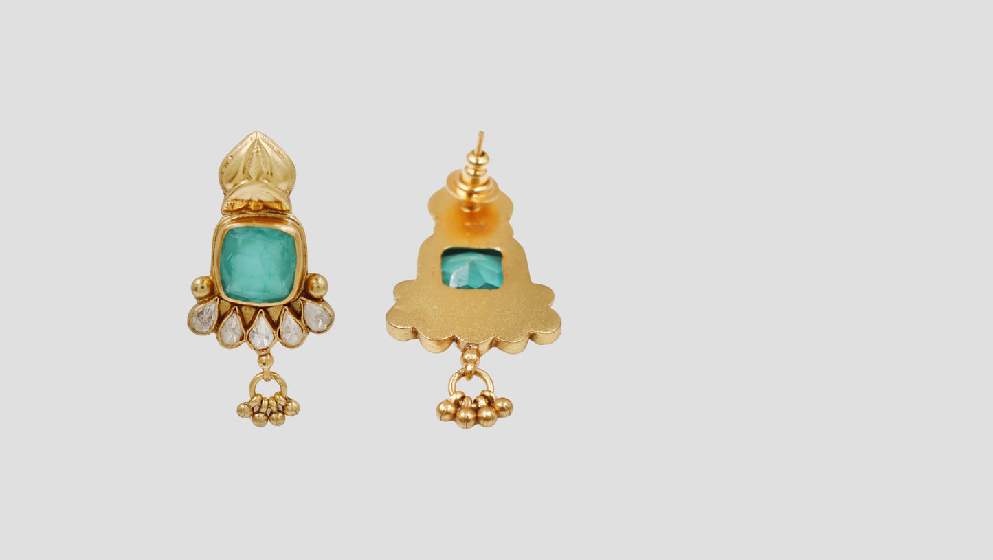 Sangeeta Boochra Gold Plated Silver Earrings with Moissanite Accents