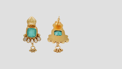 Sangeeta Boochra Gold Plated Silver Earrings with Moissanite Accents