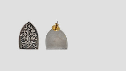 Sangeeta Boochra Handcrafted Oxidised Silver Heritage Floral Stud Earrings