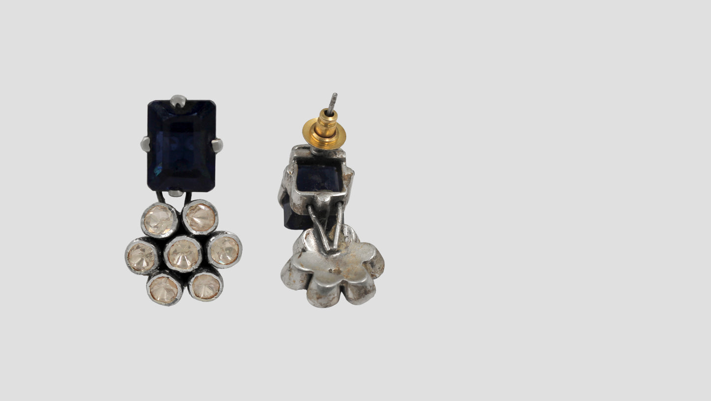 Sangeeta Boochra Handcrafted Polki Silver Statement Earrings