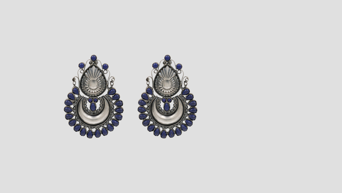 Sangeeta Boochra Artisan Lepis Stone Chandbali Earrings