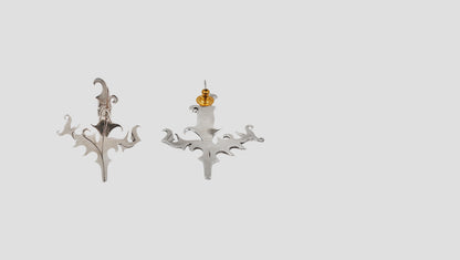 Sangeeta Boochra Handcrafted Oxidised Silver Botanical Statement Earrings