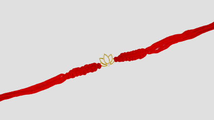 925 Sterling Silver Lotus Rakhi with Red Thread | Sangeeta Boochra
