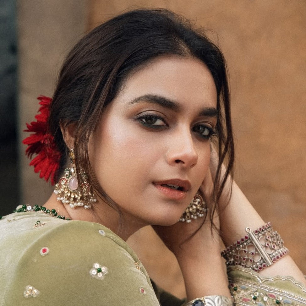Sangeeta Boochra Oxidised Silver Ruby Stone Statement Bangle | Worn by Keerthy Suresh