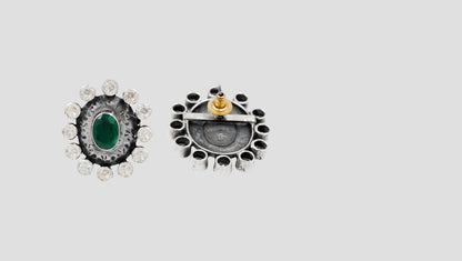Sangeeta Boochra Emerald Glow Moissanite Silver Earrings