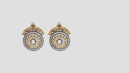 Sangeeta Boochra Dual-Tone Silver Statement Earrings with Blue Accents