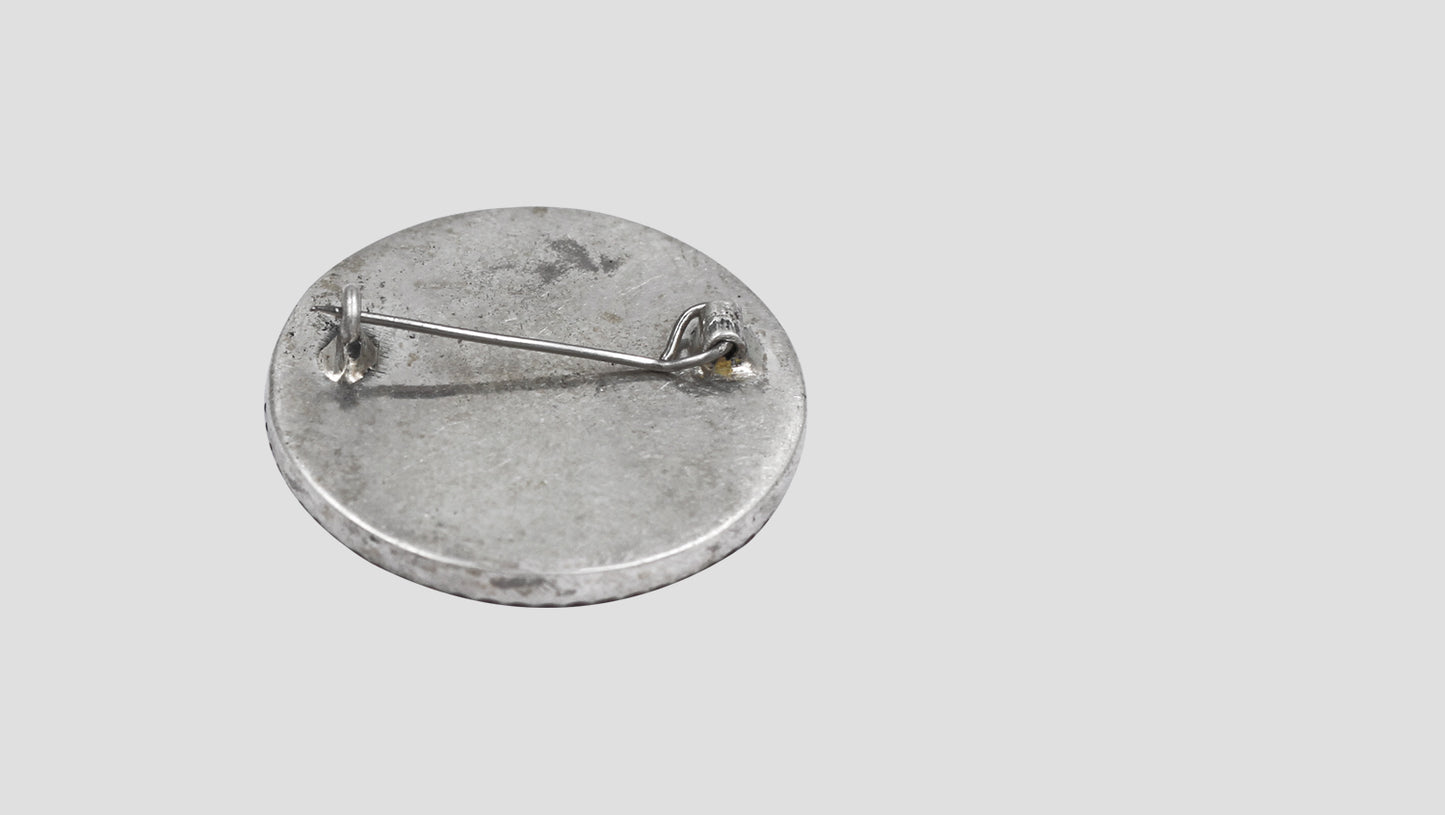 Sangeeta Boochra Oxidized Silver Floral Scroll Brooch with Pink Stone Border