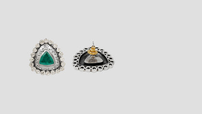 Sangeeta Boochra Artisan Triangle Moissanite Earrings
